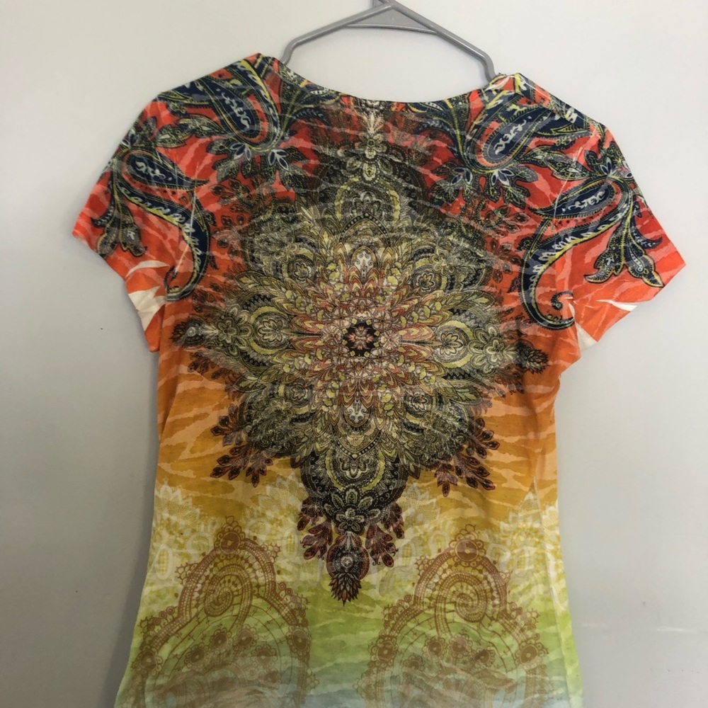 Susan Lawrence boho print tee. Comfy cotton.
